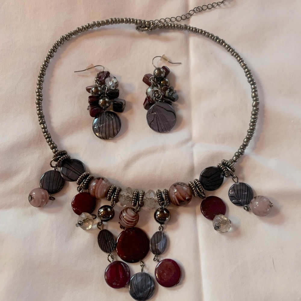 New York & Company multicolored choker style necklace and earring set